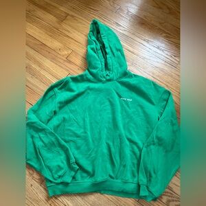 H&M Green Hooded Sweatshirt with Small Chest Text